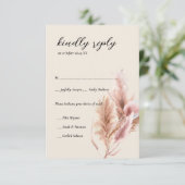 ミニマリストboho pampas grass RSVPカード (スタンド正面)