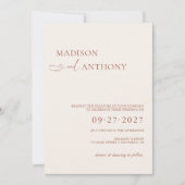 ミニマリストBoho QRコードRSVP All In One 結婚's 招待状 (正面)