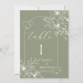 ミニマリストBoho Sage Green結婚のテーブル番号