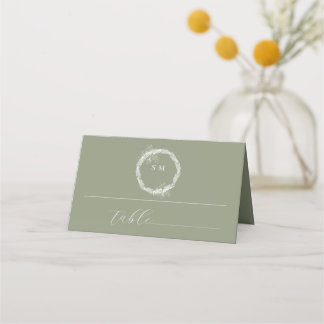 ミニマリストBoho Sage Green結婚の座席表 プレイスカード