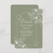 ミニマリストBoho Sage Green 結婚's エンクロージャーカード (正面/裏面)