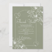 ミニマリストBoho Sage Green 結婚's サンキューカード (正面)