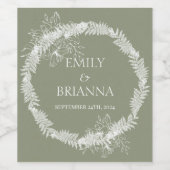 ミニマリストBoho Sage Green 結婚's ワインラベル (シングルラベル)