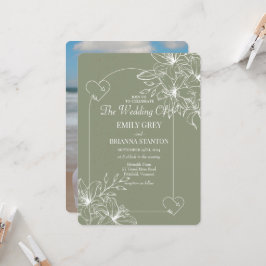 ミニマリストBoho Sage Green 結婚's 招待状