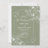 ミニマリストBoho Sage Green 結婚's 招待状 (正面)