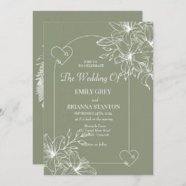 ミニマリストBoho Sage Green 結婚's 招待状