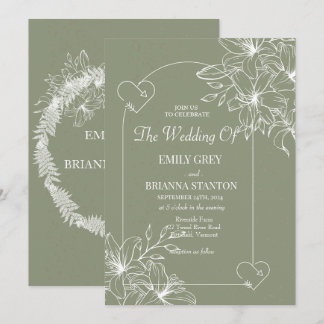ミニマリストBoho Sage Green 結婚's 招待状