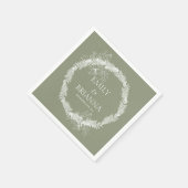 ミニマリストBoho Sage Green Name Napkins スタンダードカクテルナプキン (角)