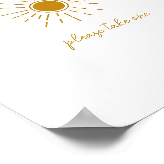 ミニマリストBoho Sunshine赤ちゃんシャワー好意サイン ポスター (角)