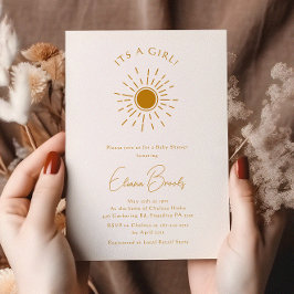 ミニマリストBoho Sunshine Baby Shower女の子 招待状