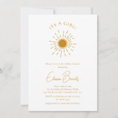 ミニマリストBoho Sunshine Baby Shower女の子 招待状 (正面)