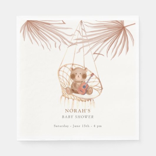ミニマリストBoho Teddy Bearベビーシャワー スタンダードランチョンナプキン (正面)