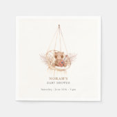 ミニマリストBoho Teddy Bear Pampasベビーシャワー スタンダードカクテルナプキン (正面)