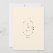 ミニマリストBoho Terracottaクリームスクリプ結婚ト 招待状 (裏面)