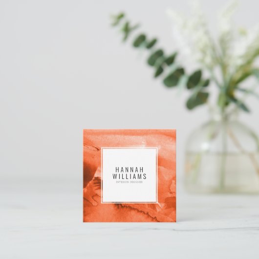 ミニマリストBoho Terracottaユニーク Qrコードモダン スクエア名刺 (スタンド正面)