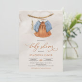 ミニマリストboho terracotta物干しドレス女の子 招待状 (スタンド正面)