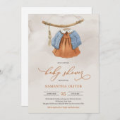 ミニマリストboho terracotta物干しドレス女の子 招待状 (正面/裏面)