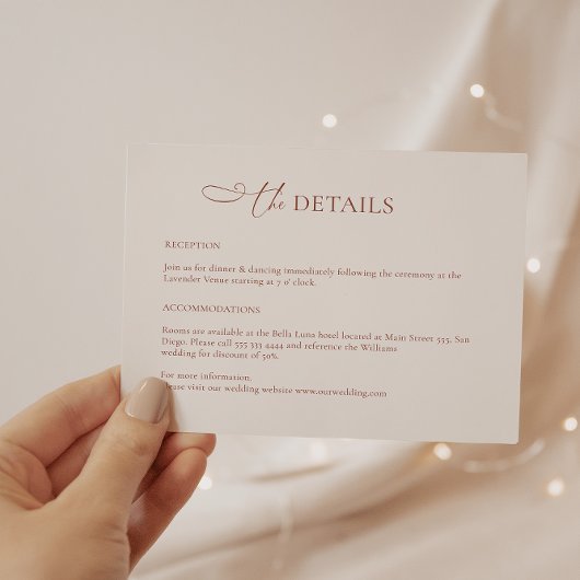 ミニマリストBoho Terracotta結婚の詳細カード エンクロージャーカード