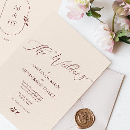 ミニマリストBoho Terracotta Beige Script 結婚's 招待状