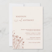 ミニマリストBoho Terracotta Wildflower 結婚's 招待状 (正面)