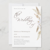 ミニマリストBoho Water colorパンパスグラス結婚ズ 招待状 (正面)