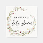 ミニマリストBoho Wildflower緑のベビーシャワー スタンダードカクテルナプキン (正面)