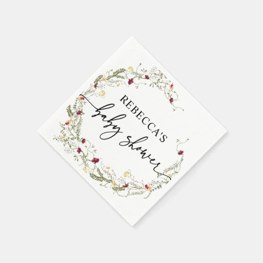 ミニマリストBoho Wildflower緑のベビーシャワー スタンダードカクテルナプキン (角)