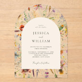 ミニマリストBoho Wildflower 結婚フローラ アクリル招待状 (正面)