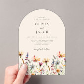 ミニマリストBoho Wildflower 結婚フローラ アクリル招待状 (インサイチュ (ポータブル))