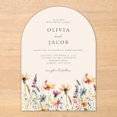 ミニマリストBoho Wildflower 結婚フローラ アクリル招待状 (正面)