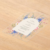 ミニマリストBoho Wildflower 結婚フローラ アクリル招待状 (レイダウン)