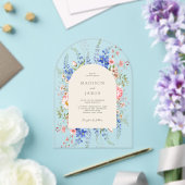 ミニマリストBoho Wildflower 結婚フローラ アクリル招待状 (インサイチュ (ウェディング))