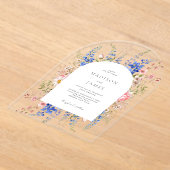 ミニマリストBoho Wildflower 結婚フローラ アクリル招待状 (レイダウン)