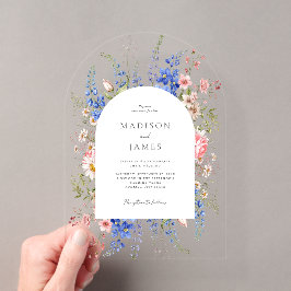 ミニマリストBoho Wildflower 結婚フローラ アクリル招待状