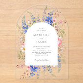 ミニマリストBoho Wildflower 結婚フローラ アクリル招待状 (正面)