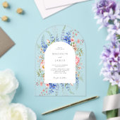 ミニマリストBoho Wildflower 結婚フローラ アクリル招待状 (インサイチュ (ウェディング))