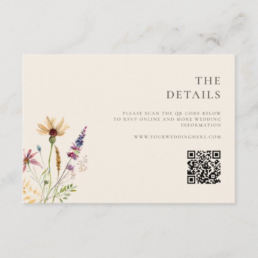 ミニマリストBoho Wildflower 結婚フローラ エンクロージャーカード (正面)