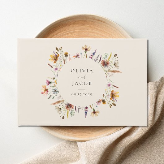 ミニマリストBoho Wildflower 結婚フローラ ゲストブック