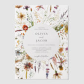 ミニマリストBoho Wildflower 結婚フローラ ベラム紙招待状 (正面)