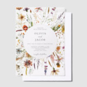 ミニマリストBoho Wildflower 結婚フローラ ベラム紙招待状 (オフセット)
