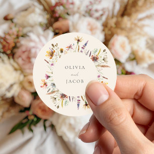 ミニマリストBoho Wildflower 結婚フローラ ラウンドシール