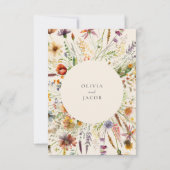 ミニマリストBoho Wildflower 結婚フローラ 出欠カード (裏面)