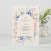 ミニマリストBoho Wildflower 結婚フローラ 招待状 (スタンド正面)
