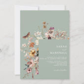 ミニマリストBoho Wildflower 結婚フローラ 招待状 (正面)