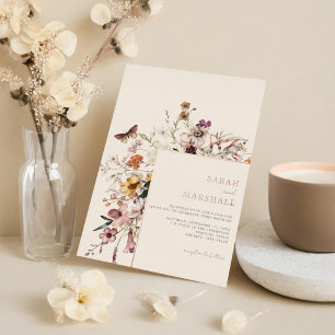 ミニマリストBoho Wildflower 結婚フローラ 箔招待状