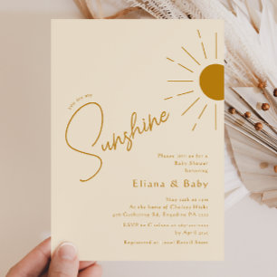 ミニマリストBoho You Are My Sunshine Baby Shower 招待状