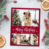 ミニマリストBordoホワイト4フォトコラージクリスマス ポストカード
