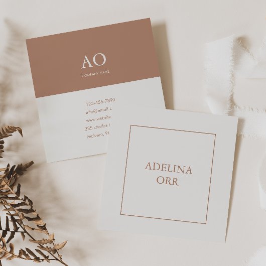 ミニマリストBrown幾何学コンサルタエレガントント スクエア名刺
