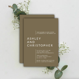 ミニマリストBrown Isolated Names 結婚's 招待状