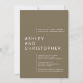 ミニマリストBrown Isolated Names 結婚's 招待状 (正面)